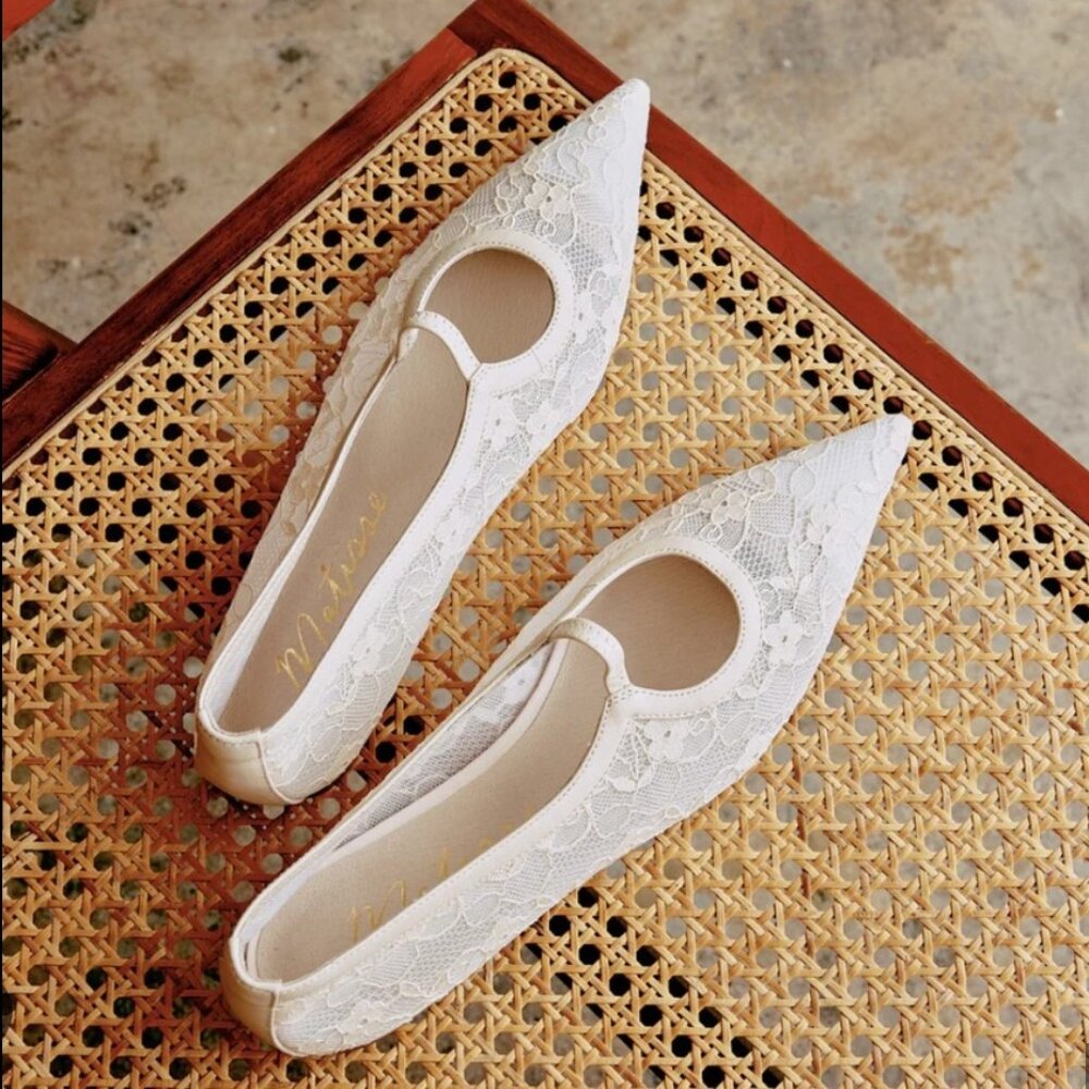 Matisse White Lace Flats